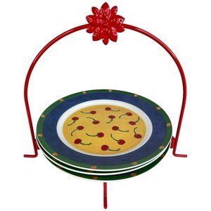 3 Riviera Van Beers Tuscan Cherries Salad Plate Stand Holder Signature Houseware